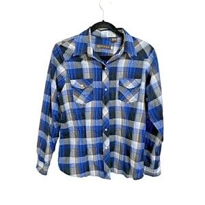 Roper Shirt Size Medium Womens Pearl Snap Long Sleeve Plaid Western Button Down